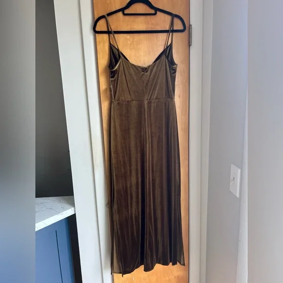 Olive Velvet Dress - Picture 2 of 4